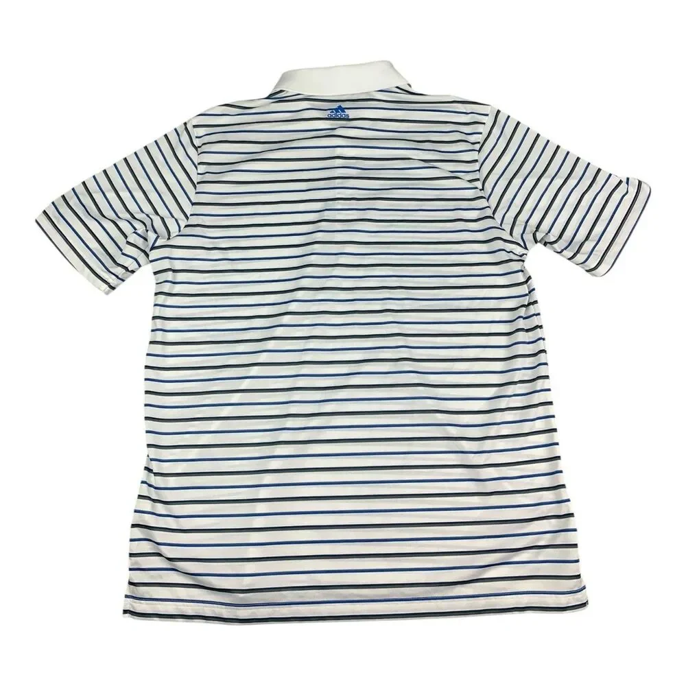 Adidas Golf Men's Polo Shirt PureMotion White Striped Moisture Wicking, Size L